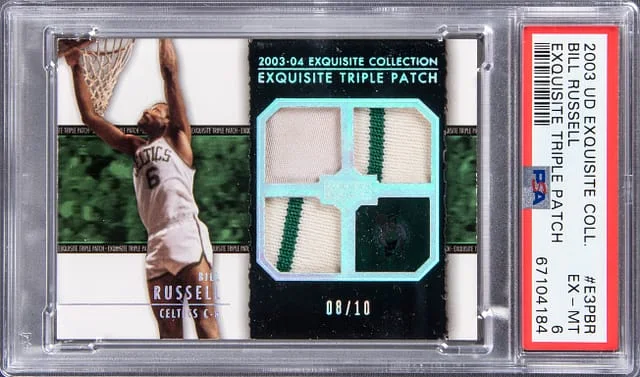 2003-04 Upper Deck Exquisite Collection Bill Russell Triple Exquisite Triple Patch #E3P-BR card image