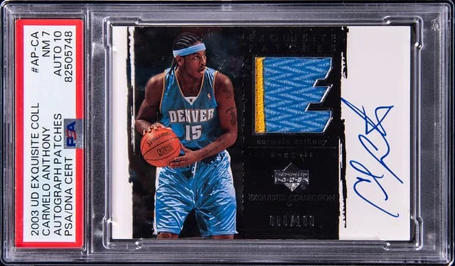 2003-04 Upper Deck Exquisite Collection Carmelo Anthony Autograph Patches #AP-CA card image