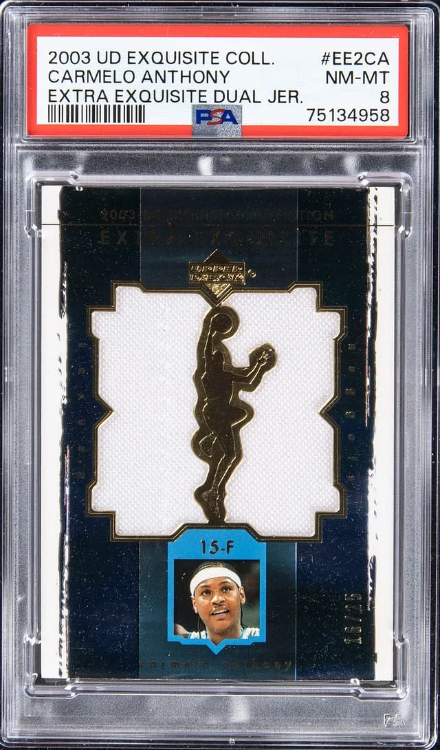 2003-04 Upper Deck Exquisite Collection Carmelo Anthony Extra Exquisite Dual Jersey #EE2-CA card image