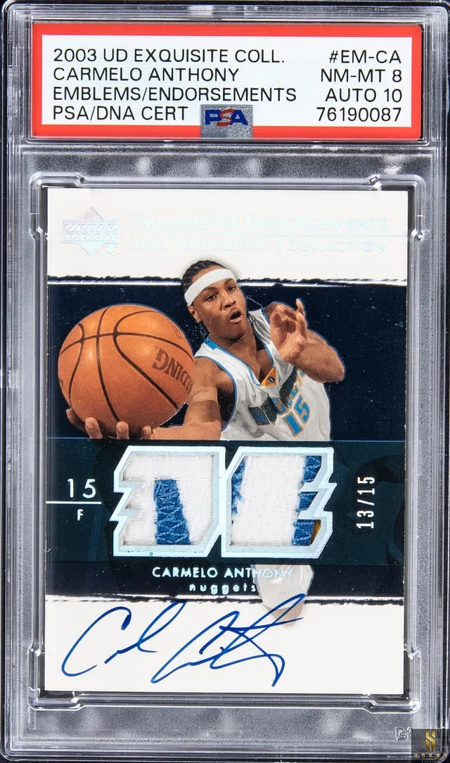 2003-04 Upper Deck Exquisite Collection Carmelo Anthony Emblems of Endorsements #EM-CA card image