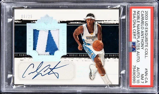 2003-04 Upper Deck Exquisite Collection Carmelo Anthony Noble Nameplates Autograph #NN-CA card image