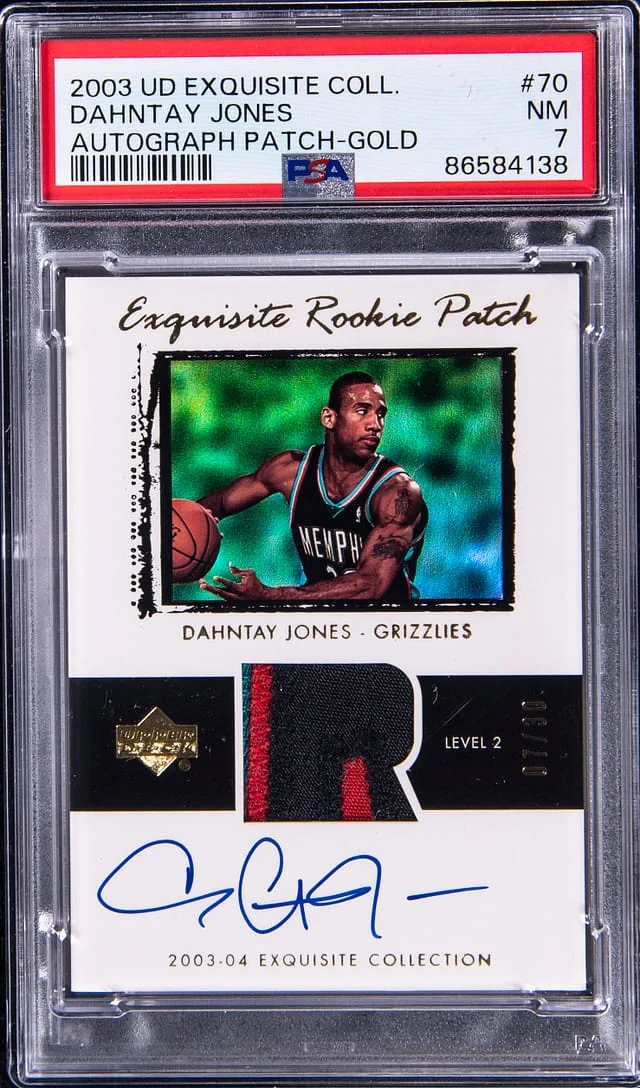2003-04 Upper Deck Exquisite Collection Dahntay Jones Autograph Patch #70 card image