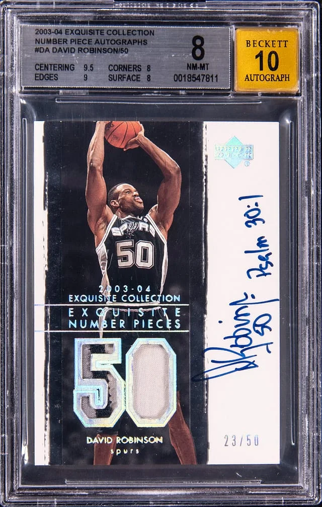 2003-04 Upper Deck Exquisite Collection David Robinson Number Pieces Patch Autographs #NP-DA card image