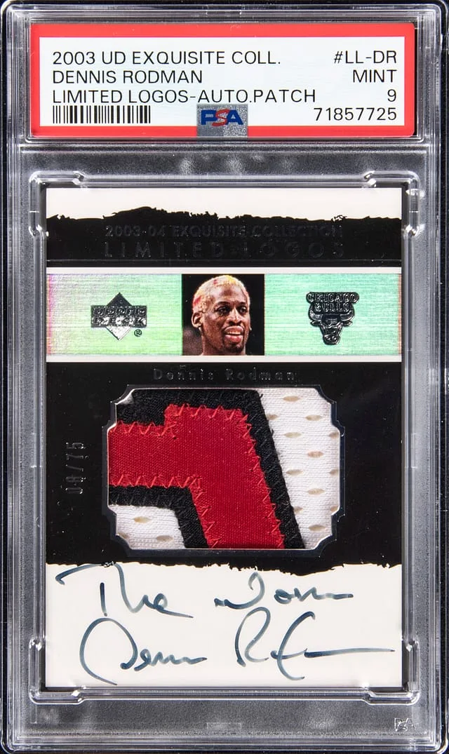 2003-04 Upper Deck Exquisite Collection Dennis Rodman Limited Logos Autograph Patch #LL-DR card image