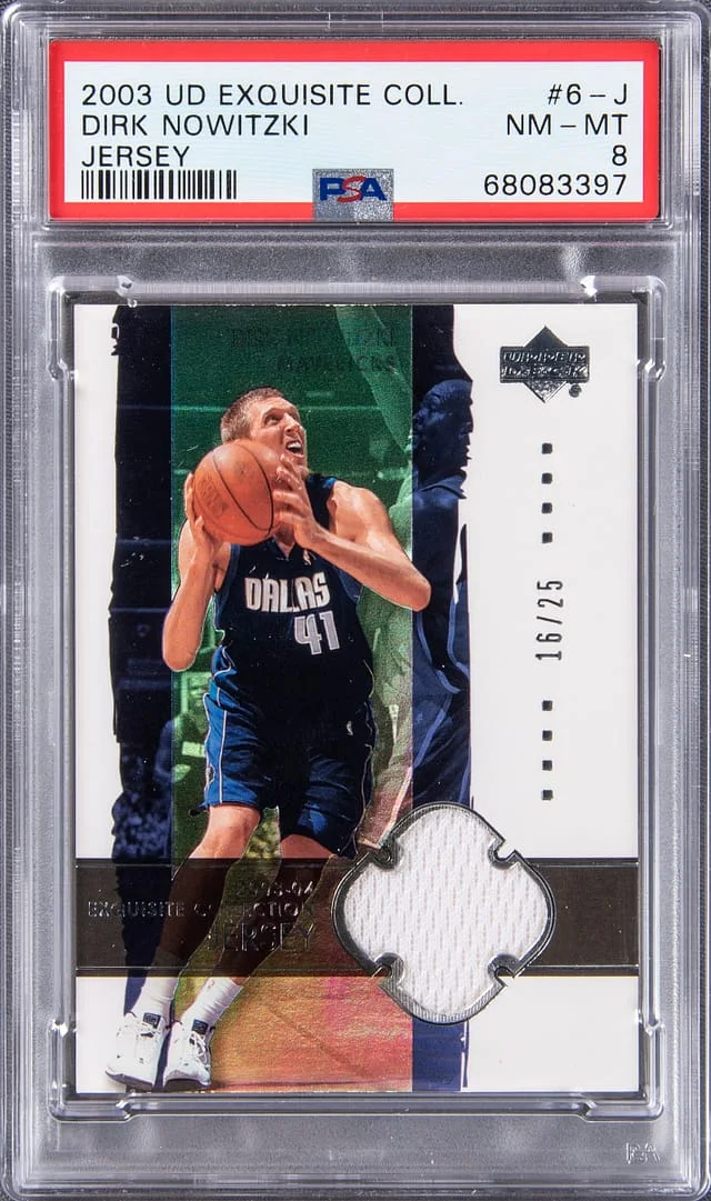 2003-04 Upper Deck Exquisite Collection Dirk Nowitzki Game-Used Jersey #6-J card image