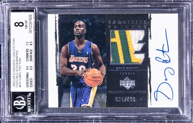 2003-04 Upper Deck Exquisite Collection Gary Payton Patches Autographs #AP-GP card image