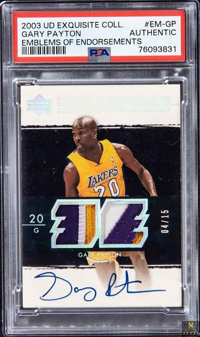 2003-04 Upper Deck Exquisite Collection Gary Payton Emblems of Endorsements #EM-GP card image