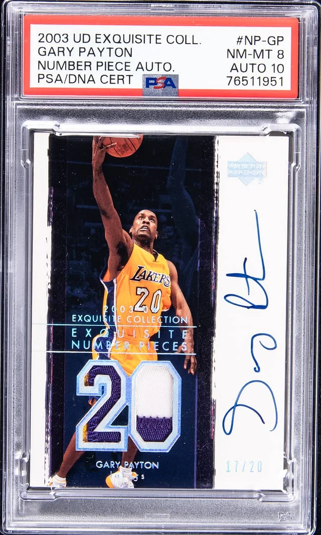 2003-04 Upper Deck Exquisite Collection Gary Payton Number Piece Autographs #NP-GP card image