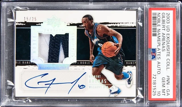 2003-04 Upper Deck Exquisite Collection Gilbert Arenas Noble Nameplates Autograph #NN-GA card image