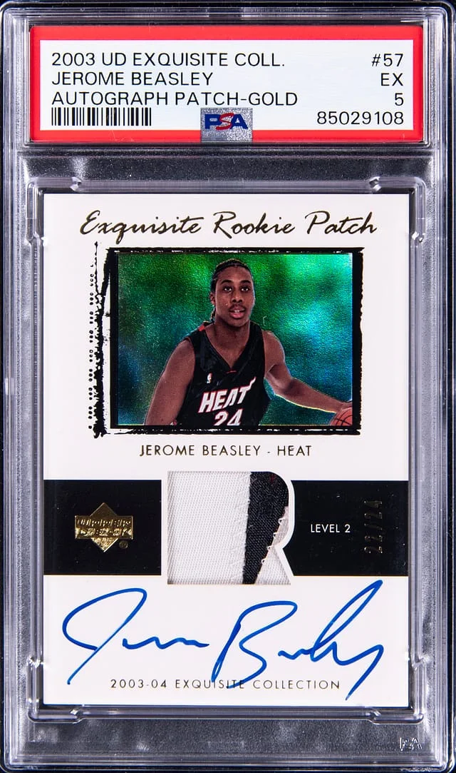 2003-04 Upper Deck Exquisite Collection Jerome Beasley Autograph Patch Gold #57 card image