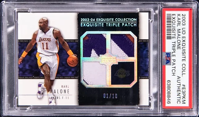 2003-04 Upper Deck Exquisite Collection Karl Malone Triple Patch #E3P-KM card image
