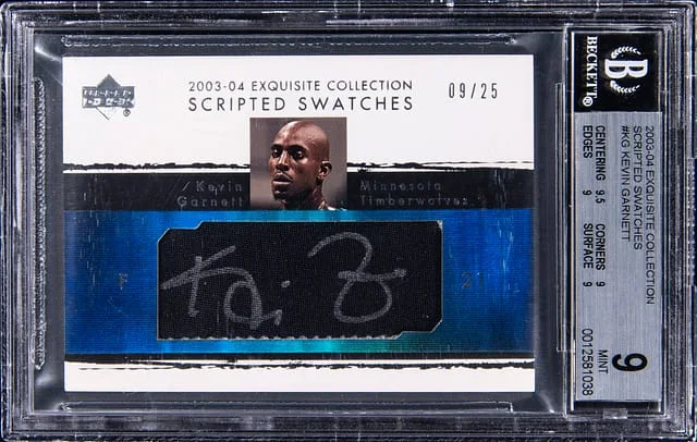 2003-04 Upper Deck Exquisite Collection Kevin Garnett Scripted Swatches #SS-KG card image