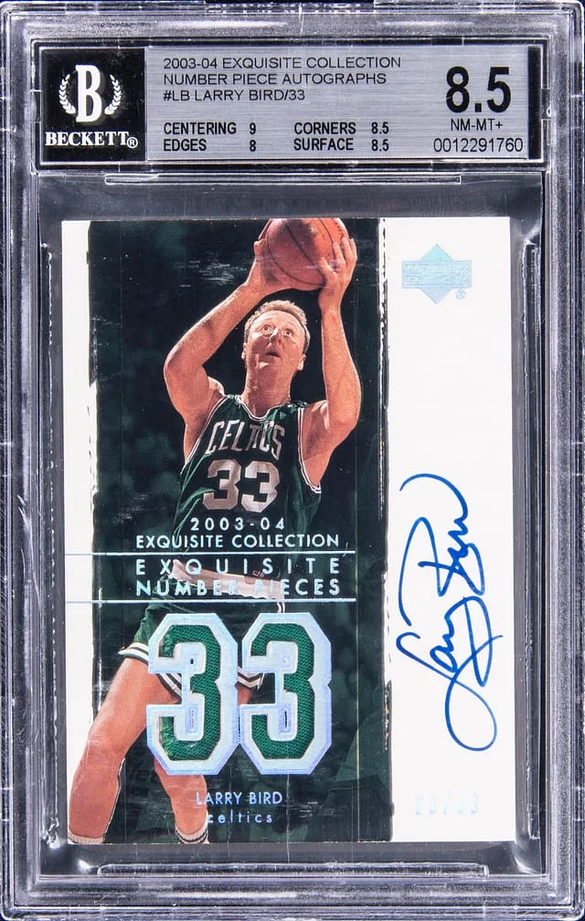 2003-04 Upper Deck Exquisite Collection Larry Bird Number Pieces Autographs #NP-LB card image