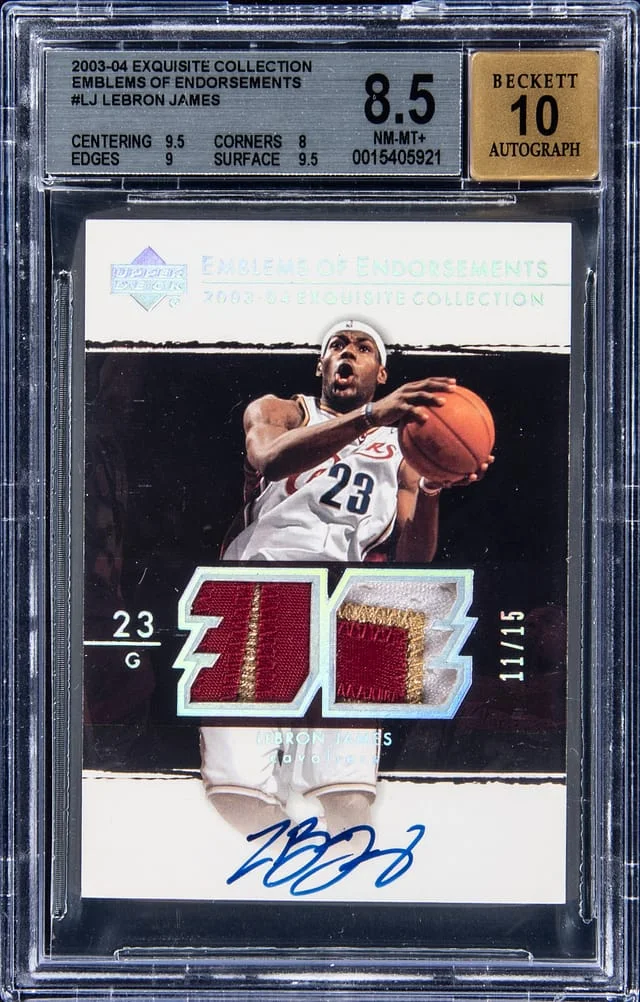 2003-04 Upper Deck Exquisite Collection LeBron James Emblems of Endorsements #EM-LJ card image