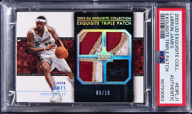 2003-04 Upper Deck Exquisite Collection LeBron James Game-Used Exquisite Triple Patch #E3P-LJ1 card image
