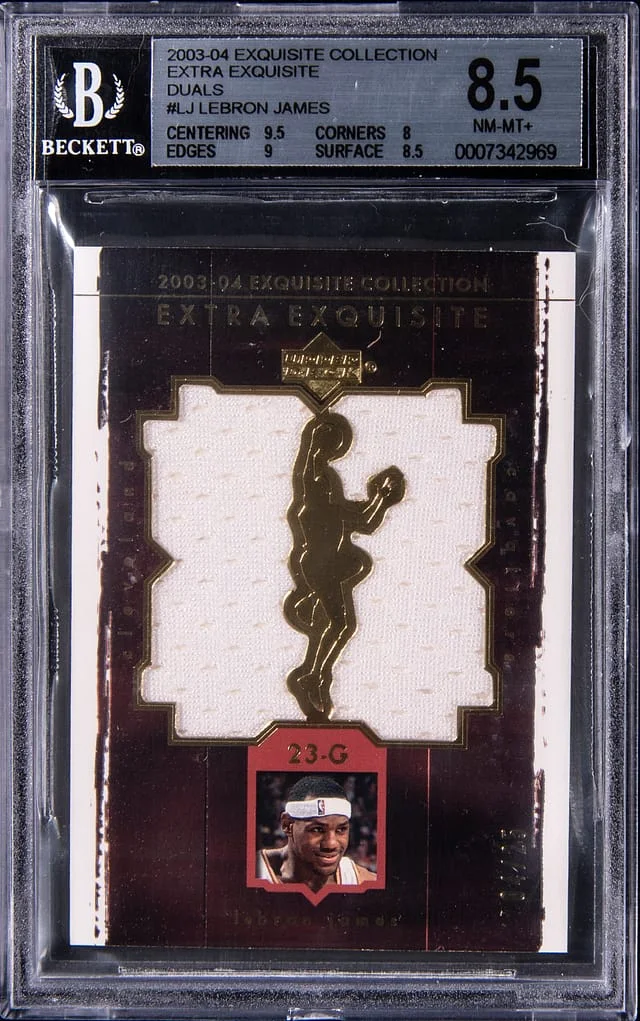 2003-04 Upper Deck Exquisite Collection LeBron James Game-Used Extra Exquisite Duals #EE2-LJ card image