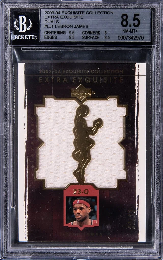 2003-04 Upper Deck Exquisite Collection LeBron James Game-Used Extra Exquisite Duals #EE2-LJ1 card image