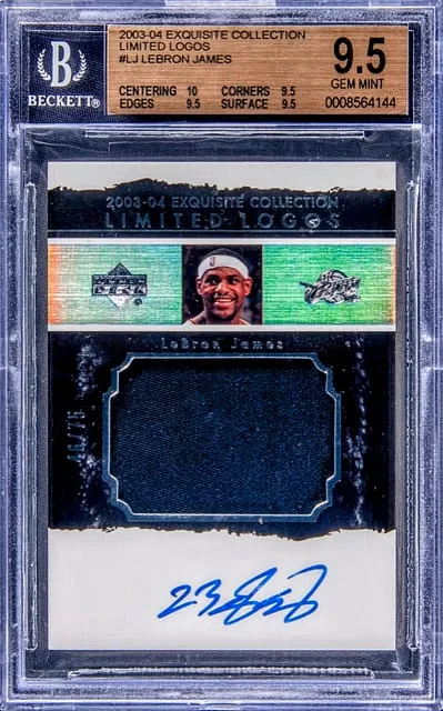 2003-04 Upper Deck Exquisite Collection LeBron James Limited Logos Autograph Patch #LL-LJ card image