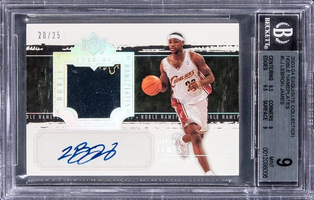 2003-04 Upper Deck Exquisite Collection LeBron James Noble Nameplates #NN-LJ card image