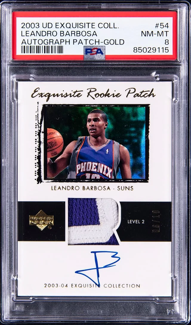 2003-04 Upper Deck Exquisite Collection Leonard Barbosa Autograph Patch Gold #54 card image