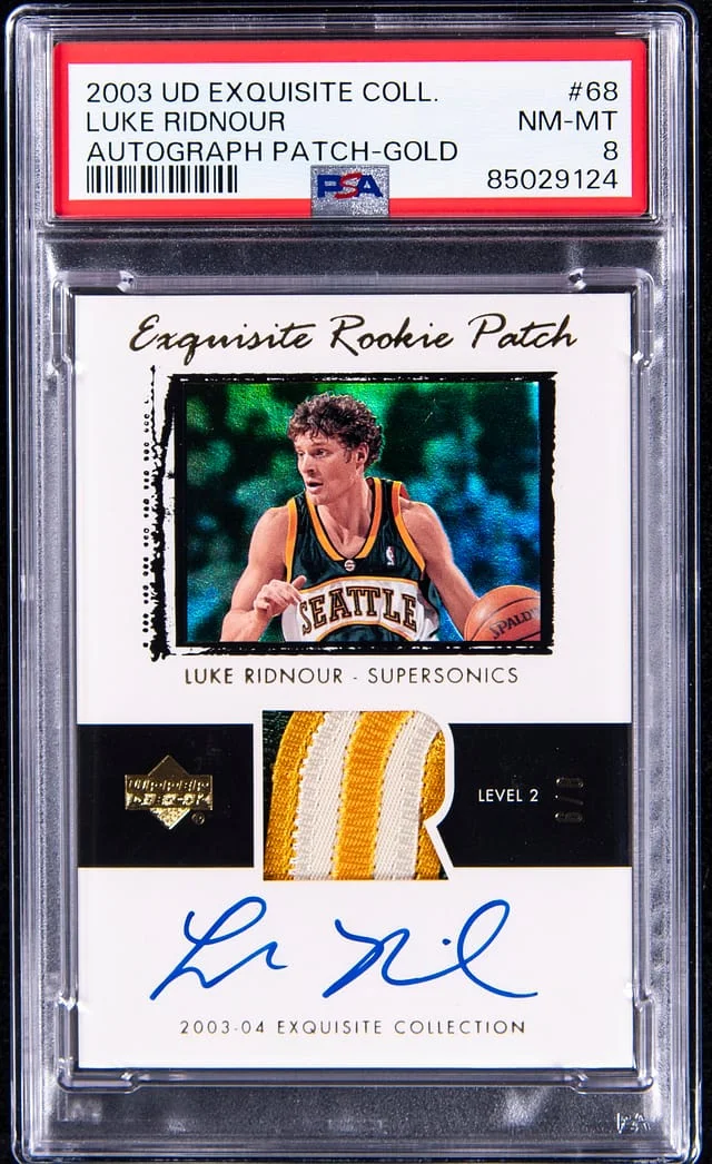2003-04 Upper Deck Exquisite Collection Like Ridnour Autograph Patch Gold #68 card image