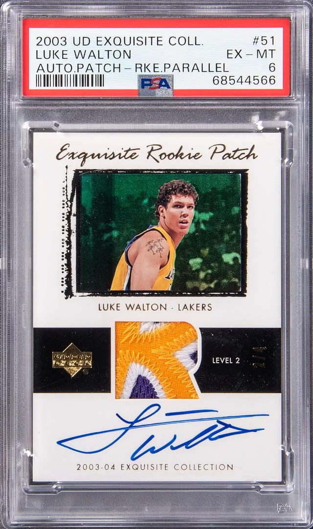 2003-04 Upper Deck Exquisite Collection Luke Walton Patch Autograph (RPA) Parallel #51 card image