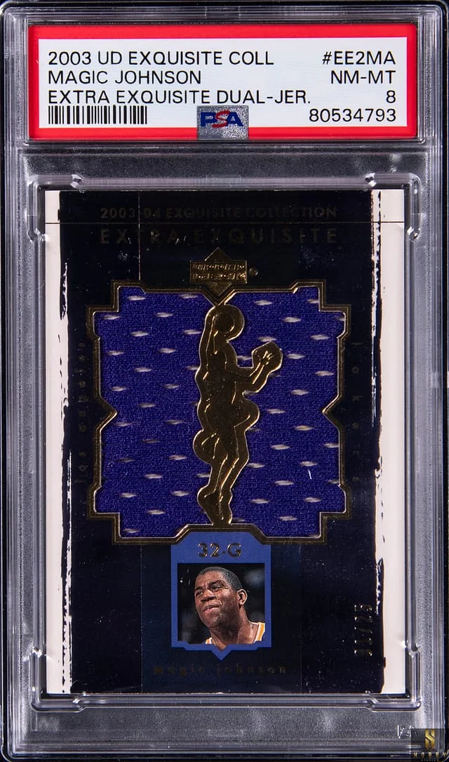 2003-04 Upper Deck Exquisite Collection Magic Johnson Extra Exquisite Dual Jersey #EE2-MA card image