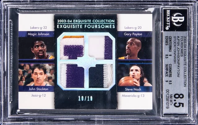 2003-04 Upper Deck Exquisite Collection Magic Johnson/Gary Payton/John Stockton/Steve Nash Foursomes #JPSN card image