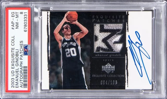 2003-04 Upper Deck Exquisite Collection Manu Ginobili Autograph Patches #AP-EG card image