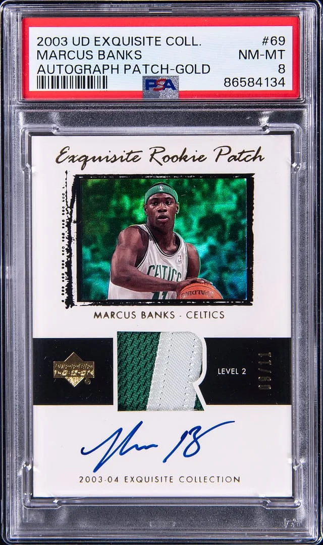 2003-04 Upper Deck Exquisite Collection Marcus Banks Autograph Patch Gold #69 card image