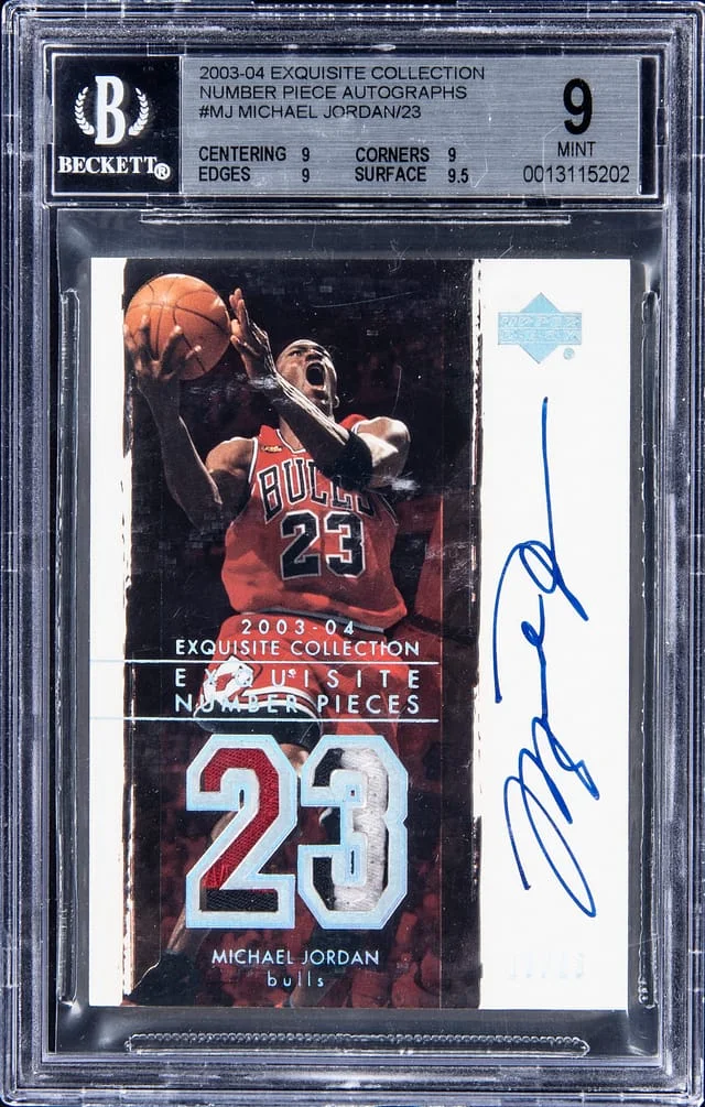 2003-04 Upper Deck Exquisite Collection Michael Jordan Number Piece Autographs #NP-MJ card image
