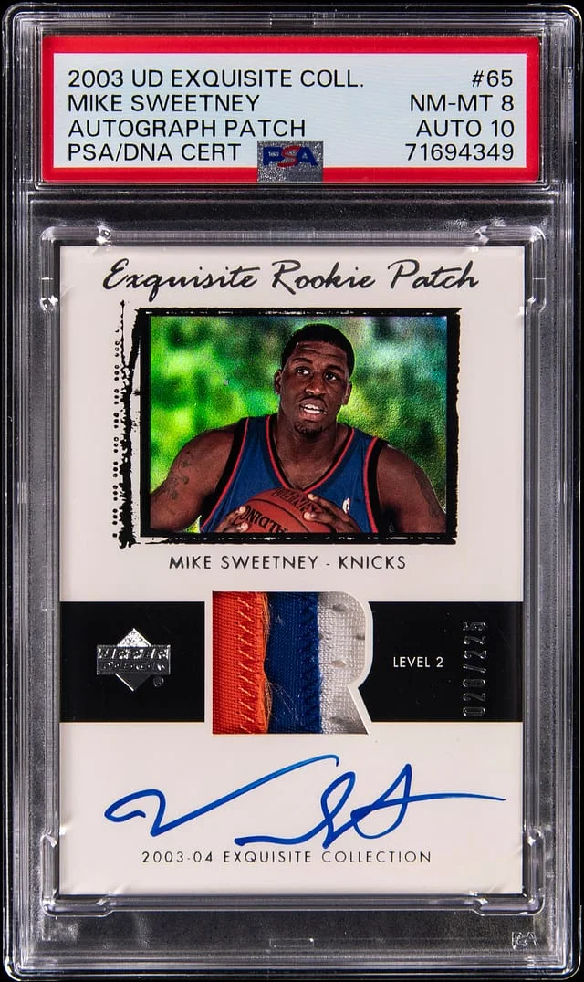 2003-04 Upper Deck Exquisite Collection Mike Sweetney Autograph Patch #65 card image