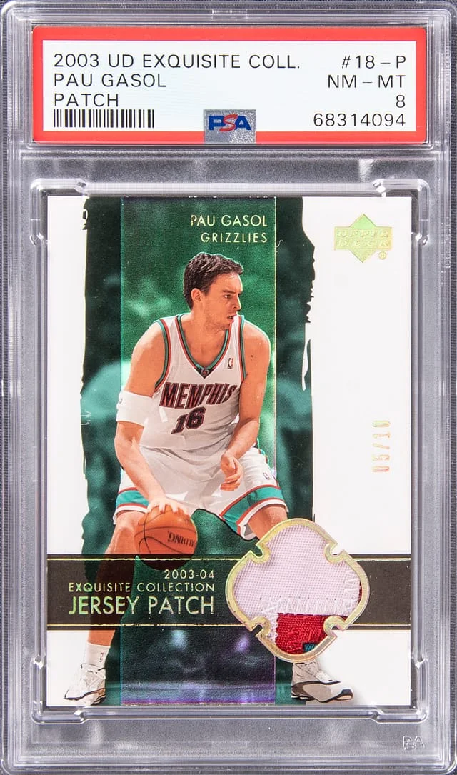 2003-04 Upper Deck Exquisite Collection Pau Gasol Game-Used Patch #18-P card image