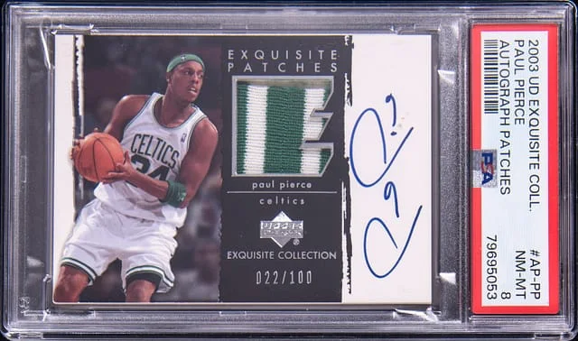 2003-04 Upper Deck Exquisite Collection Paul Pierce Autograph Patches #AP-PP card image