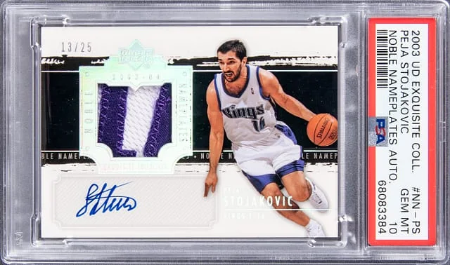 2003-04 Upper Deck Exquisite Collection Peja Stojakovic Noble Nameplates Autographs #NN-PS card image