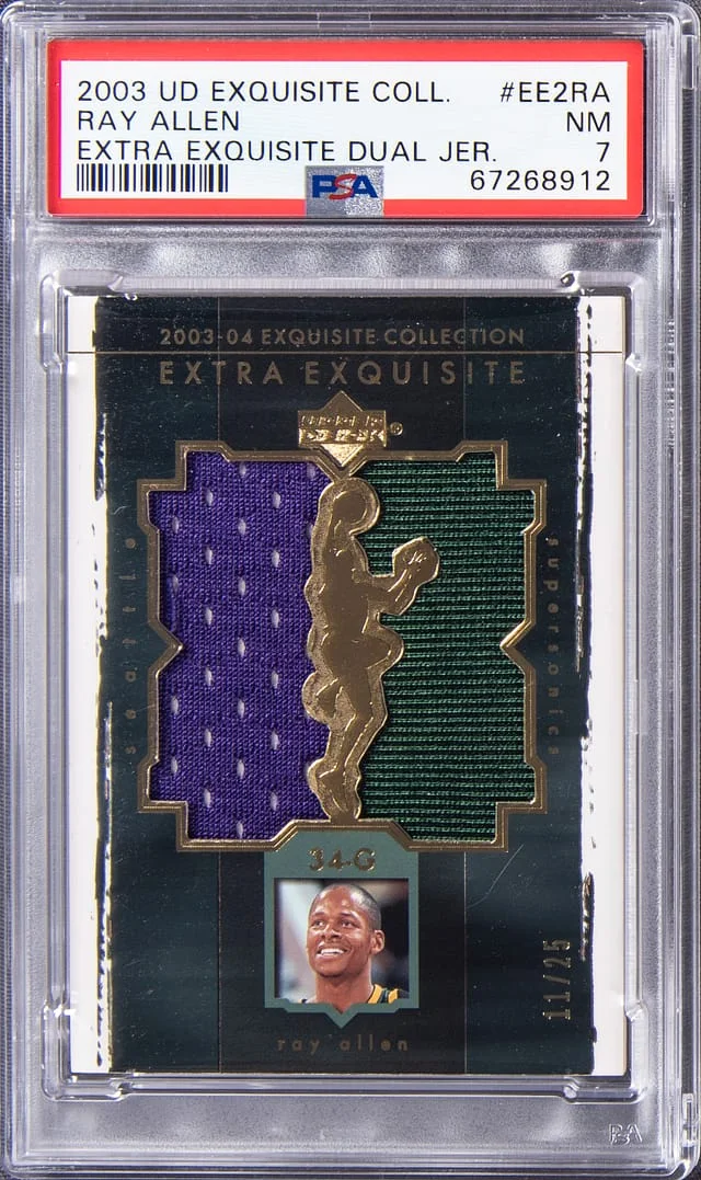 2003-04 Upper Deck Exquisite Collection Ray Allen Extra Exquisite Dual Jersey #EE2-RA card image