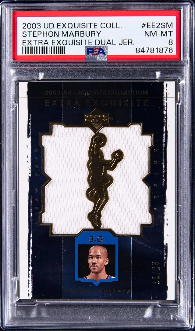 2003-04 Upper Deck Exquisite Collection Stephon Marbury Extra Exquisite Dual Jersey #EE2-SM card image