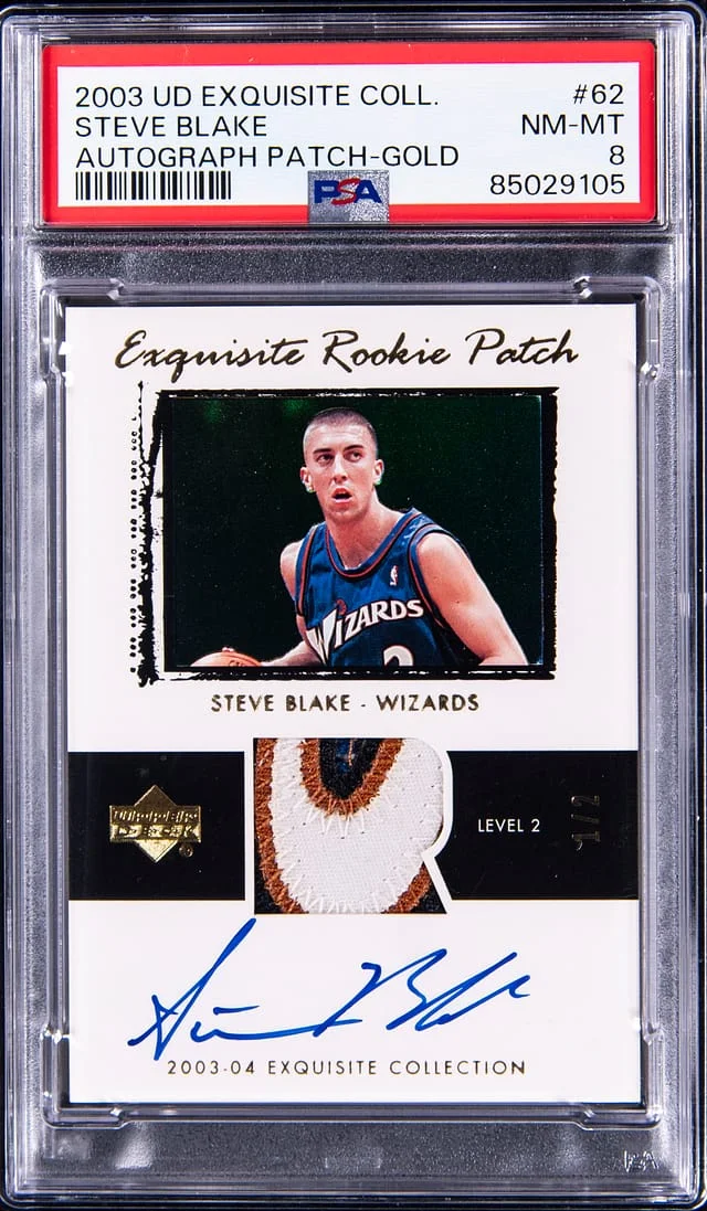 2003-04 Upper Deck Exquisite Collection Steve Blake Autograph Patch Gold #62 card image