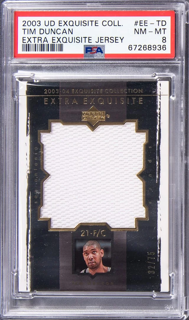 2003-04 Upper Deck Exquisite Collection Tim Duncan Extra Exquisite Jersey #EE-TD card image
