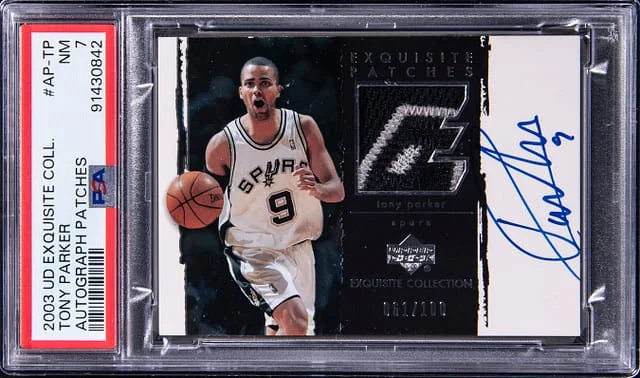 2003-04 Upper Deck Exquisite Collection Tony Parker Autograph Patch #AP-TP card image