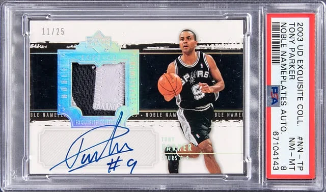 2003-04 Upper Deck Exquisite Collection Tony Parker Noble Nameplates Autograph #NN-TP card image