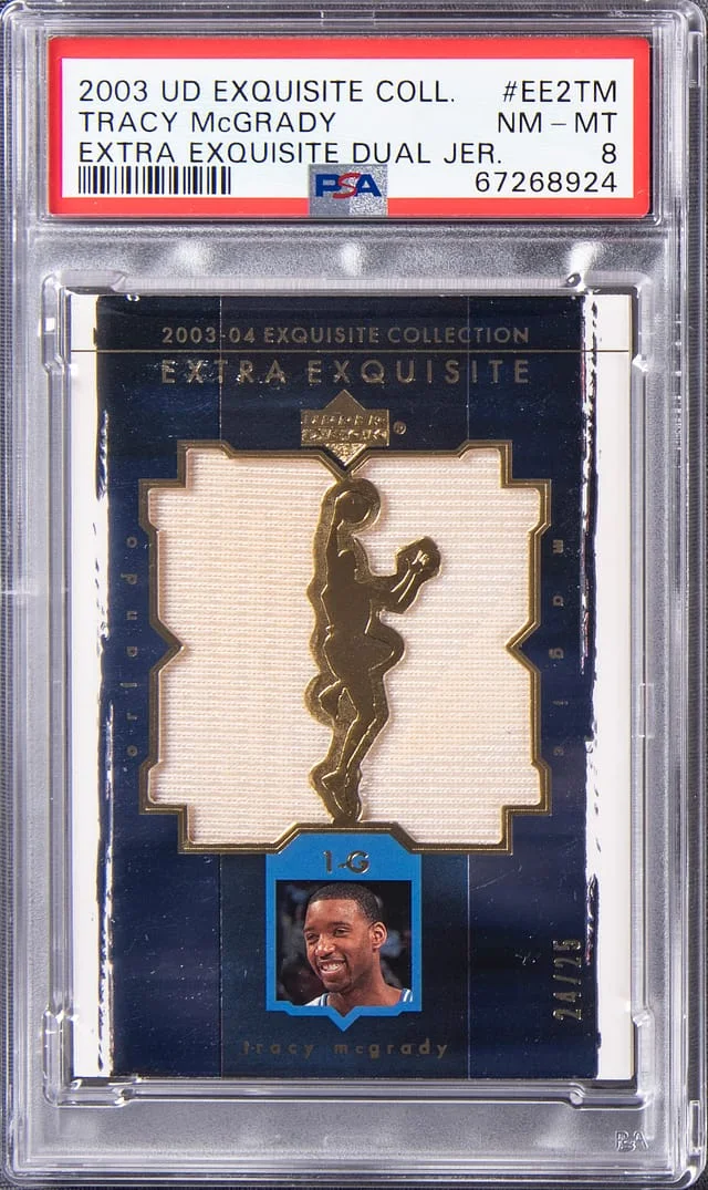 2003-04 Upper Deck Exquisite Collection Tracy Mcgrady Extra Exquisite Dual Jersey #EE2-TM card image