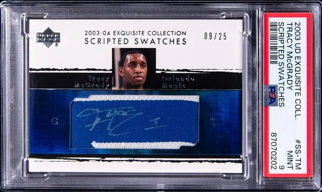 2003-04 Upper Deck Exquisite Collection Tracy McGrady Scripted Swatches #SS-TM card image