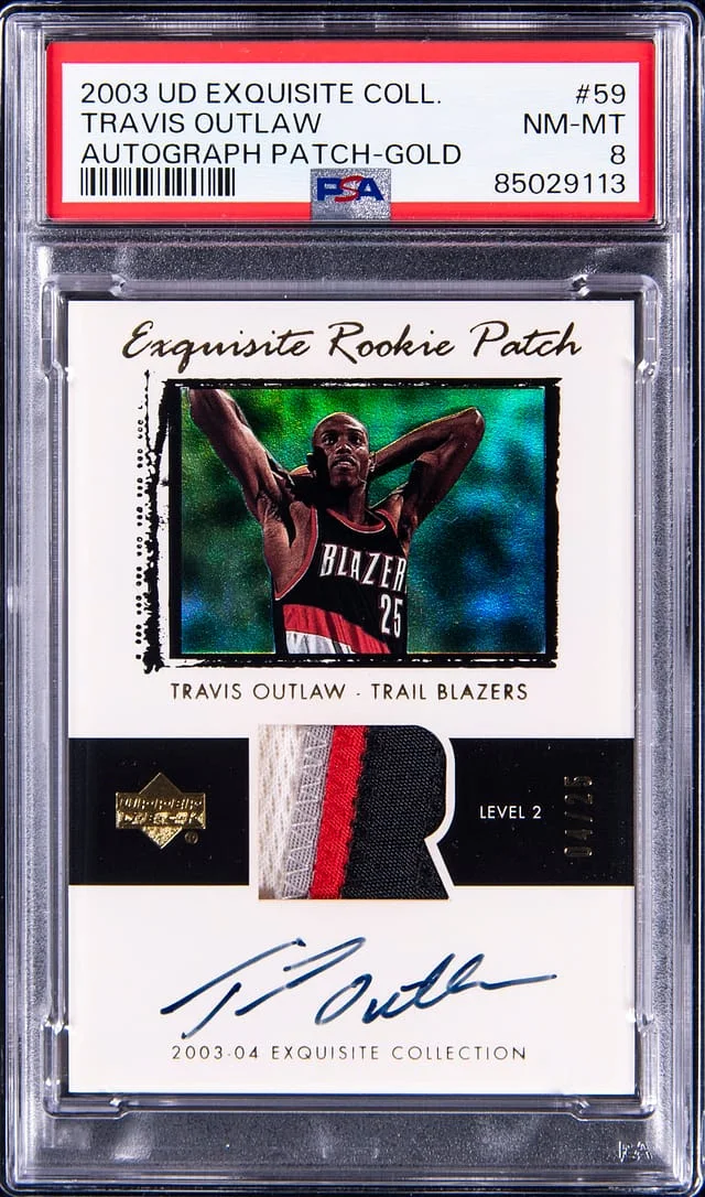 2003-04 Upper Deck Exquisite Collection Travis Outlaw Autograph Patch Gold #59 card image