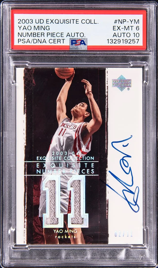 2003-04 Upper Deck Exquisite Collection Yao Ming Number Pieces Autographs #NP-YM card image
