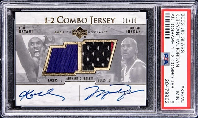 2003-04 Upper Deck Kobe Bryant/Michael Jordan Glass Autograph 1-2 Combo Jersey #KB/MJ card image