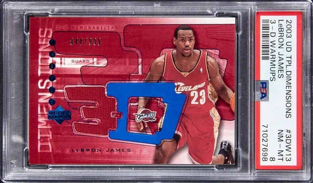 2003-04 Upper Deck LeBron James Triple Dimensions 3-D Warmups Red #3DW13 card image