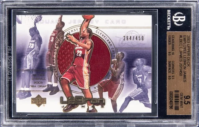 2003-04 Upper Deck LeBron James Employee Dual Jersey #LBEC card image
