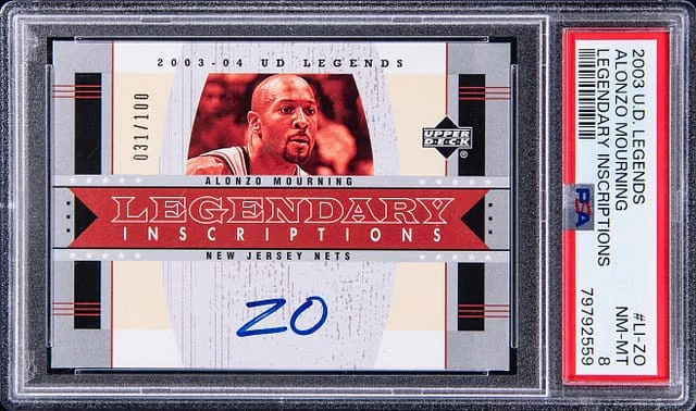 2003-04 Upper Deck Legends Alonzo Mourning Legendary Inscriptions #LI-ZO card image