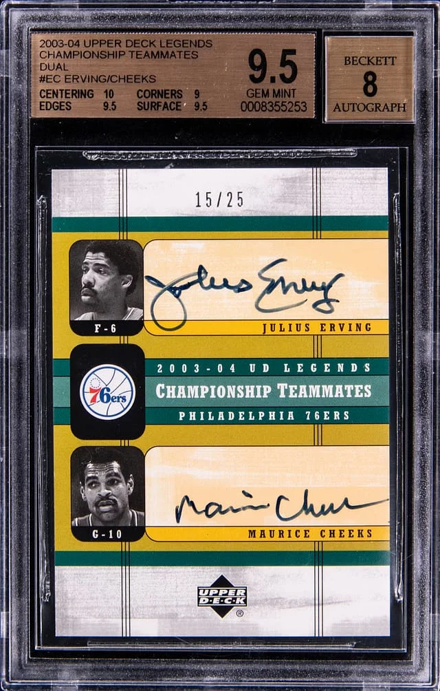 2003-04 Upper Deck Legends Julius Erving, Maurice Cheeks Dual Championship Teammates Dual #EC card image